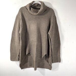 POL Tan Oversized Hi Low Cowl Neck Sweater